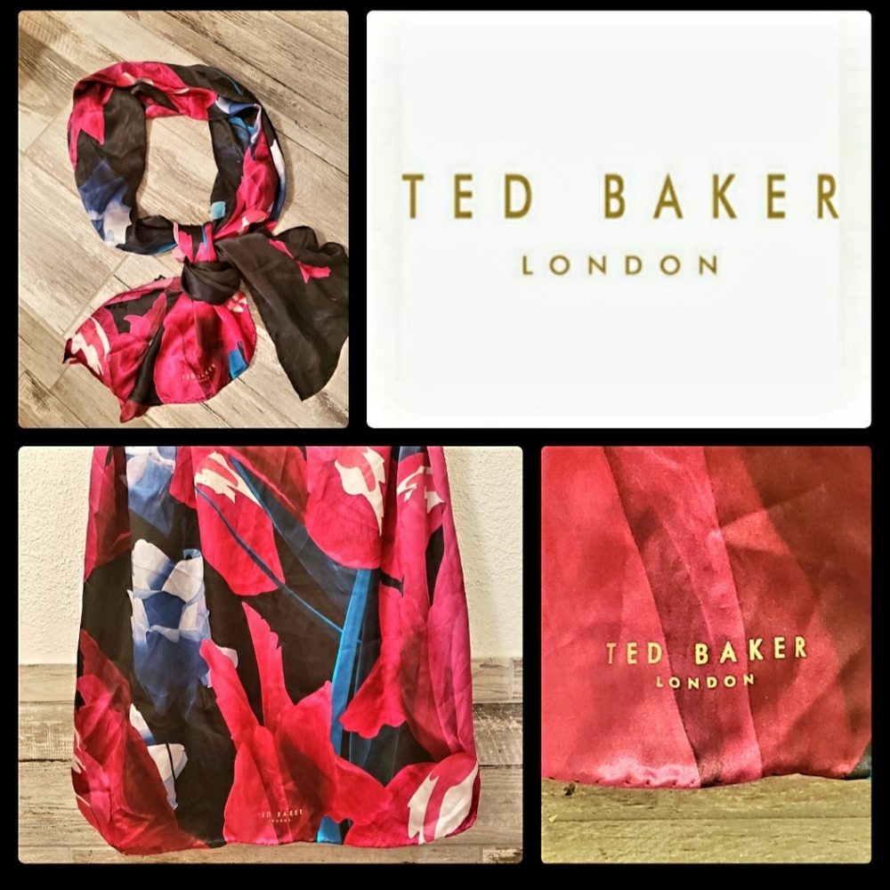 Ted Baker Floral Scarf in Red and Blue